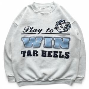 Vintage UNC Tar Heels Tultex Crewneck Sweatshirt Play Win White Carolina Blue L